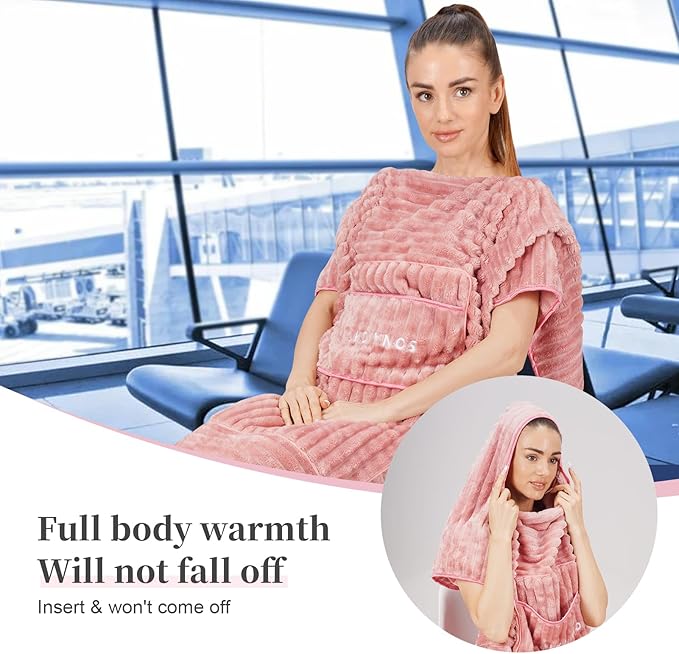 Travel Blanket Travel Blanket Airplane Compact with Bag 2 in 1 Travel Pillow and Blanket Set Travel Pillow and Blanket Car Road Trip Camping Essentials (Light Pink)