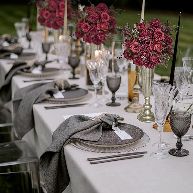 Premium Burgundy Silk Flowers Bouquet, Artificial Floral Arrangements, Fake Flower for Wedding Bridal Bouquets, Home Decorations, Baby Shower, Table Centerpieces