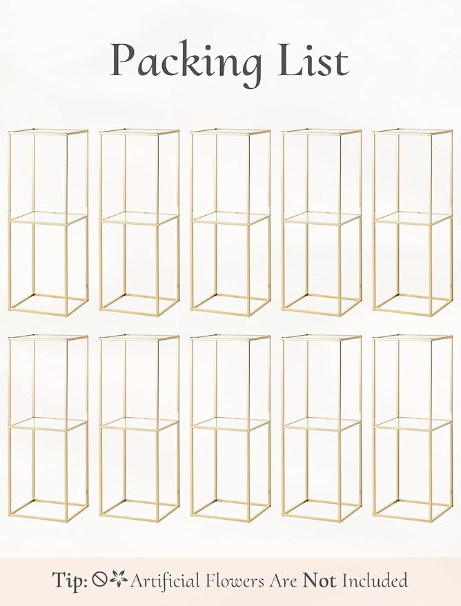 Gold Plant Stand Centerpieces for Table: 31.5 inch with 2-Layer, Tall Centerpieces for Wedding Table, Gold Center Pieces Decoration for Wedding Reception, 10 Packs