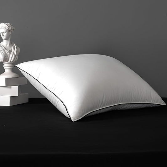 MAXICOZY Hungarian Goose Down Pillow Queen Size, 3-Chamber Bed Pillows Queen Size Pillow, White Hotel Pillows for Sleeping, 460TC Soft Cotton Blend Shell- Queen (20" x 28"), 1 Pack