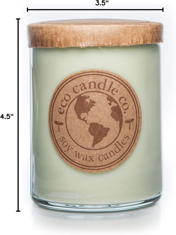 Eco Candle Co. Recycled Candle, Herb Garden, 18 oz. Double Wick - Scents of Tarragon, Bergamot, Grapefruit, & Jasmine - 100% Soy Wax, No Lead, Kraft Paper Label & Lid, Hand Poured, Midwest Soybeans
