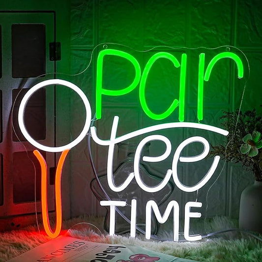 Golf Neon Sign for Wall Decor Golfing Neon Light Par Tee Time Golf LED Neon Sign Golf Ball LED Neon Light for Bedroom Golf Club Sports Room Competition Venue Decoration, green&white