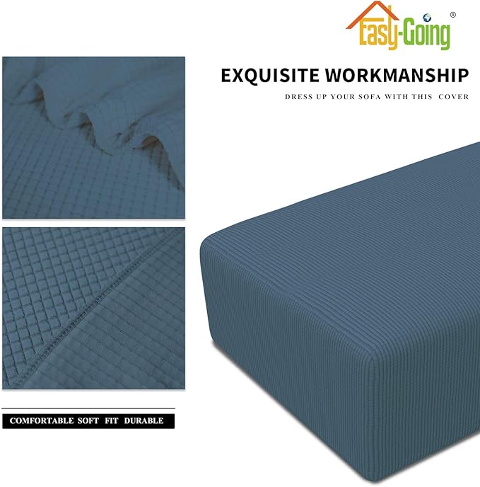 Easy-Going Stretch Ottoman Cover Folding Storage Stool Furniture Protector Rectangle slipcover with Elastic Bottom (XX-Large,Bluestone)