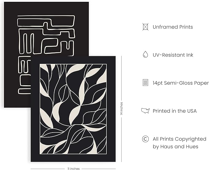 HAUS AND HUES Abstract Art Wall Decor - Set of 6 Modern Art Gallery Display, Abstract Minimalist Wall Art, Mid Century Modern Artwork, Modern Art Wall Decor Neutral Art (Unframed 11x14)