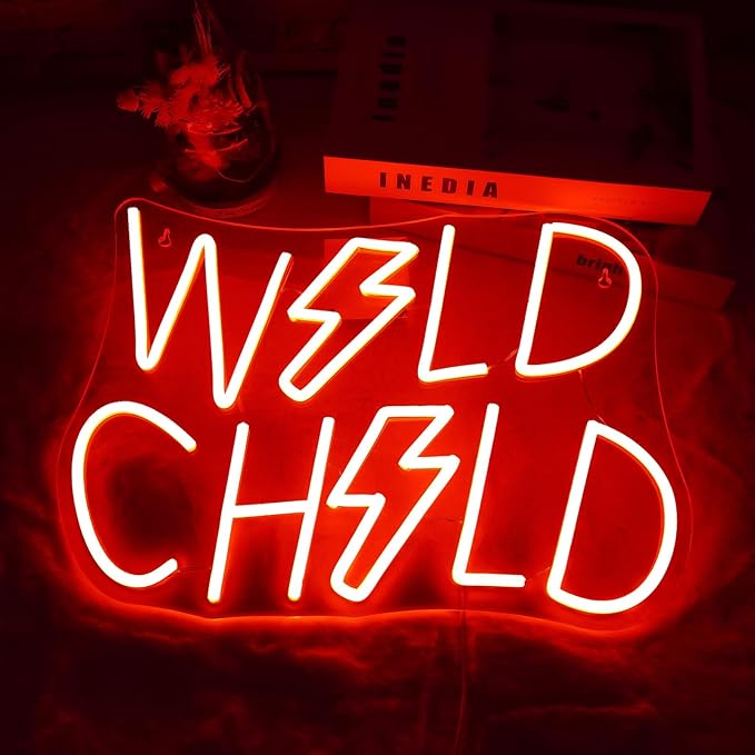 Wild Child Neon Sign Dimmable Creative LED Wall Decor for Home Colorful Neon Lights for Child Edgy Room decor Teens Unique Back to School Gift for students