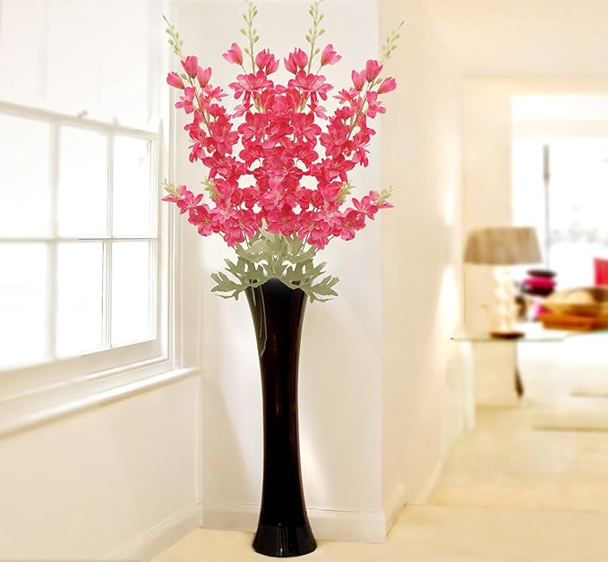 FERIAL 4pcs Artificial Delphinium Faux Rosered