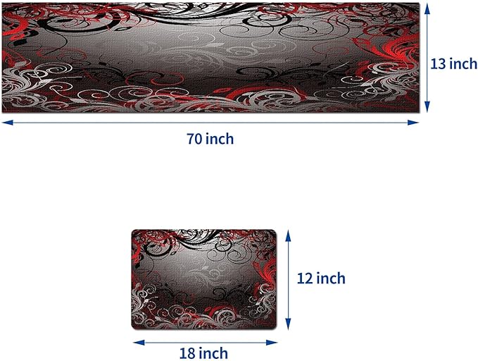 Mcalk Table Runner and Placemats Set of 6 Pieces,Mystic Gray Leaf Placemat,Cloth Place Mats Red Indoor for Kitchen,Washable Placemats Floral Print Linen Material for Dining Table
