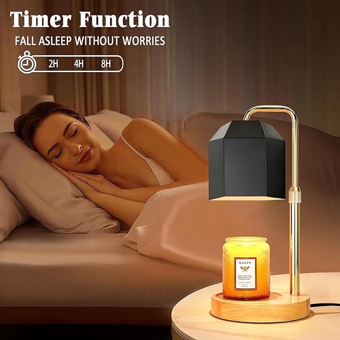 Candle Warmer Lamp with Timer Dimmer,Adjustable Height Candle Warmer, Candle lamp for Scented Wax Jar Candles,Gifts for Mom Women, House Warming Gifts for New Home Bedroom Decor,A1- Black