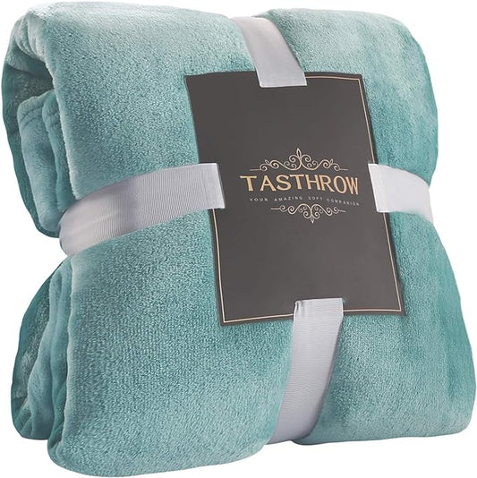 TASTHROW Large Flannel Fleece Throw Blanket, 50×70 Inch - Cozy Lightweight Thick Blanket - All Seasons Suitable for Women, Men and Kids (Bluishgreen)