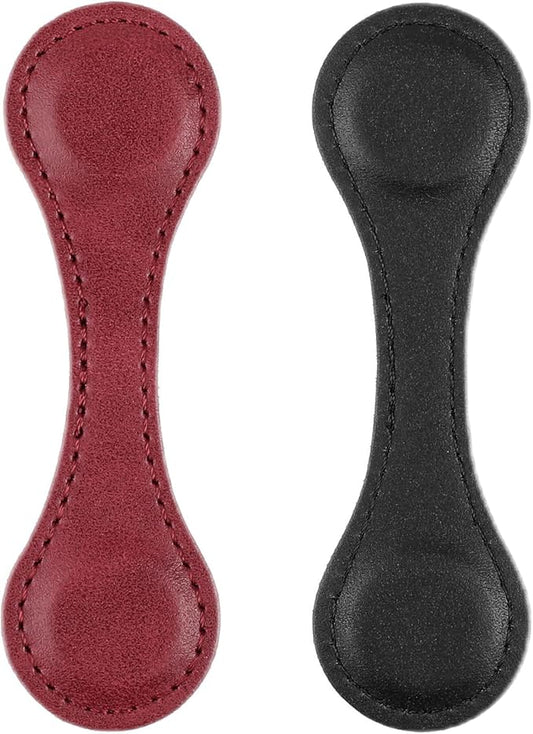 2 Pcs Leather Magnet Bookmark Retro Book Page Holder Vintage Page Marker Clip Handmade Cute Reading Accessories for Women Bookworm Book Lovers Reader Gift(Black+red)