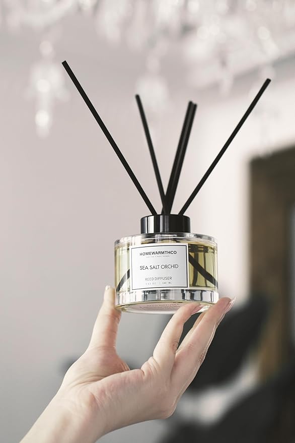 Sea Salt Orchid Reed Diffuser Set - Luxury Fragrance Reed Diffusers for Home, Office & Bathroom Décor - Long-Lasting Scent with Non-Toxic Oils (5.63 oz)