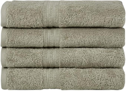 HOMELOVER 100% Organic Cotton Hand Towel Set, 4 Hand Towels, 500 GSM, Hotel Quality, Soft and Very Absorbent, Quick-Drying, GOTS-Certified, Space Gray