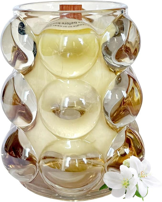 Amber Bubbles Glass Jasmine Scented Candles Gifts for Women, Scented Candles Unique Gifts for Women,Funny Cute Cool Cereal Soy Wax Candles for Home, Coffee Bar Scented for Holiday/Birthday