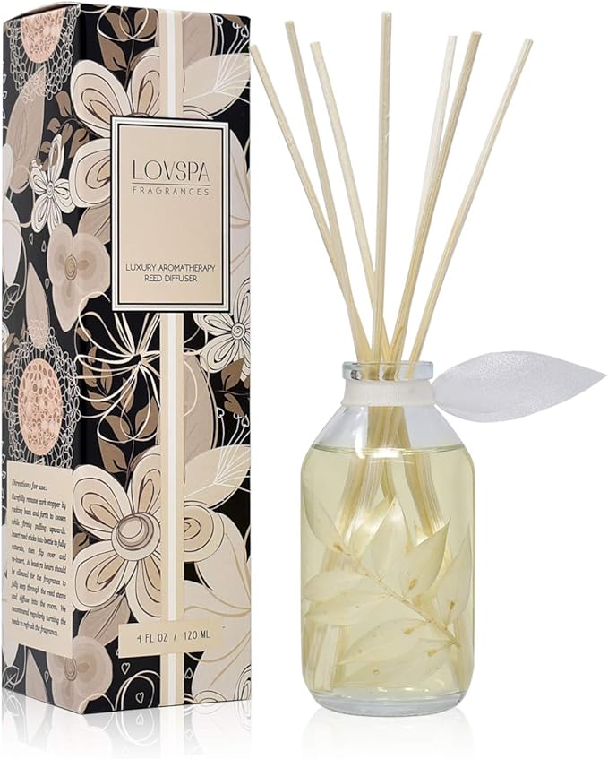 LOVSPA Coconut & Eucalyptus Reed Diffuser Set - Reed Diffusers for Home with Long Lasting Fragrance - Non-Toxic Oil Reed Diffuser - Made in The USA