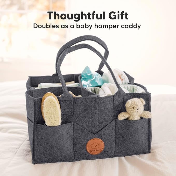 KeaBabies Diaper Caddy Organizer - Baby Organizer for Nursery, Car Storage Organizer, Baby Gift Basket, Changing Table Organizer,Portable Diaper Organizer Caddy for Girls, Boys(Mystic Gray)