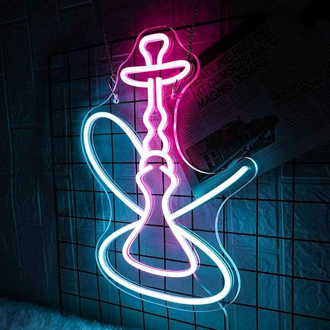 Neon Sign Pink Blue LED Neon Sign for Wall Decor Neon Light Sign Dimmable USB Neon Signs for Shop Bar Pub Man Cave Home Wall Decor Aesthetic Room Decor(16.5 * 12.6")