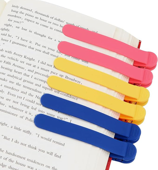 SMUK 6pcs Automatic Bookmark, Silicone Bookmark Page Marker for Reading Women Men Book Lovers, Smart Book Clip Book Marks Book Accessories Gifts