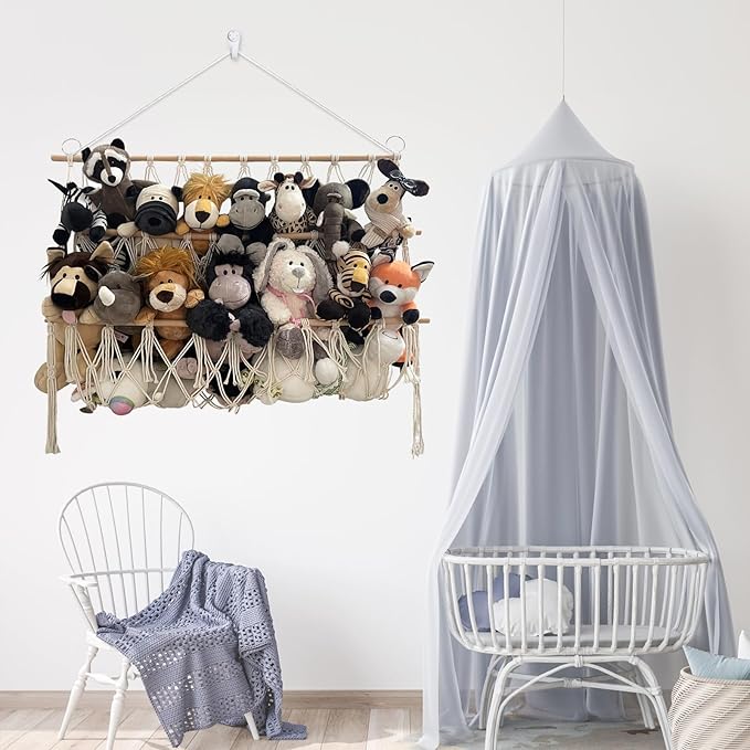 Stuffed Animal Net or Hammock Handmade Toy Hammock Net for Stuffed Animals Corner Wall Hanging for Toy Storage Organizer Holder for Small Stuffed Animal Net