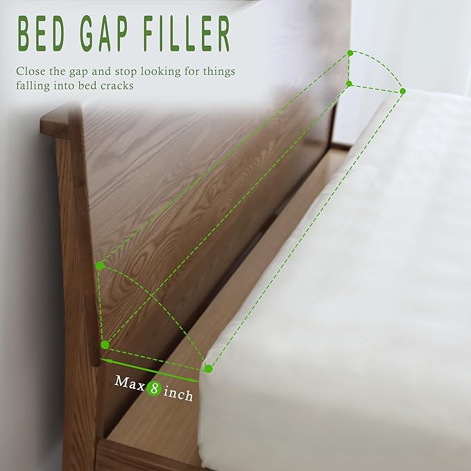 Bed Wedge Pillow for Headboard, Bed Gap Filler King of Headboard Pillow, Mattress Gap Filler Made with Triangle Pillow to Close The Gap (0-8") Between Headboard/Wall and Mattress (White, 76"x8"x 6")