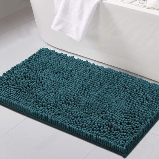 H.VERSAILTEX Bathroom Rugs Bath Mats Non Slip Chenille Bathroom Rug Mat 20x32 Extra Soft and Absorbent Shaggy Rugs Washable Dry Fast Plush Area Carpet Mats for Bath Room, Tub - Dark Teal