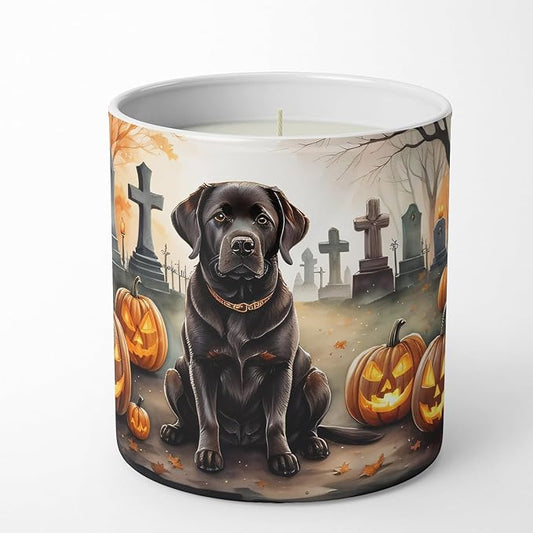 Caroline's Treasures DAC2032CDL Chocolate Labrador Retriever Spooky Halloween Decorative Soy Candle Nature Soy Wax Essential Oil Home Decor Ideal for Bedroom Kitchen Bath Office Gift, 10 oz