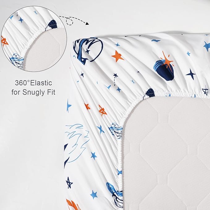 3 Pack Fitted Crib Sheets, Ultra Soft Breathable Comfortable Baby Sheet Set for Boys Girls Neutral, 28x52 Inch Fits Standard Crib and Toddler Mattresses, Space