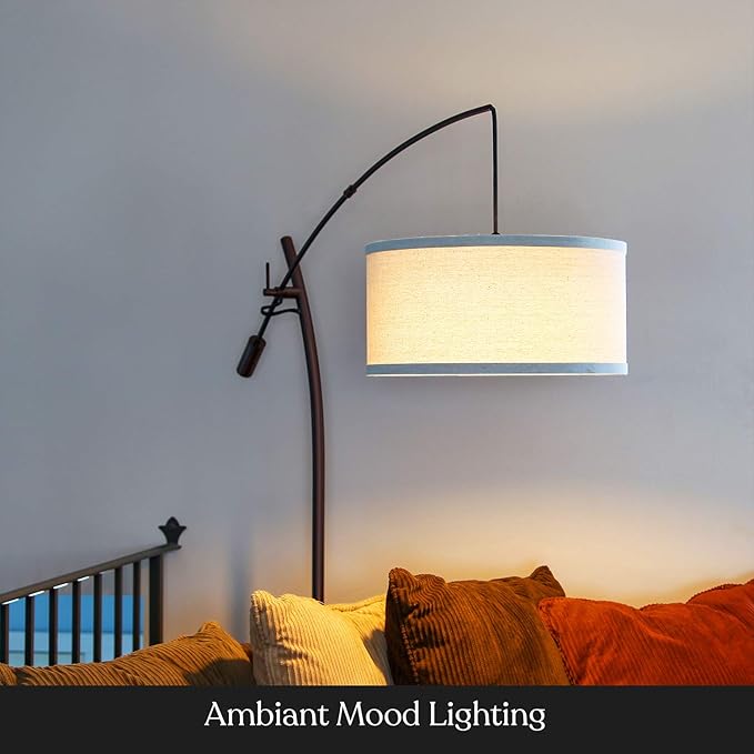 Brightech Grayson Arc LED Floor Lamp - Modern Office & Living Room Standing Lamp with Adjustable Arm - Industrial Style for Bedroom Reading - Bronze