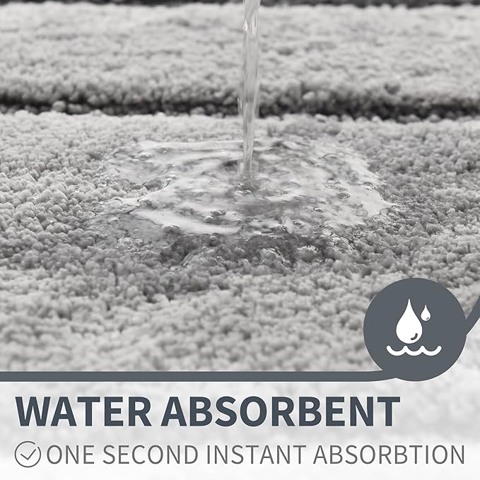 GRANNY SAYS Gray Bathroom Rugs, Bath Mats for Bathroom Non-Slip, Super Soft and Water Absorbent, Microfiber Bath Rugs, Machine Wash Dry, Bath Rugs for Floor, Tub and Shower, 32" x 20"