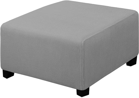 Easy-Going Stretch Square Ottoman Cover Folding Storage Stool Furniture Protector Soft slipcover with Elastic Bottom (30x30x15inch, Light Grey)