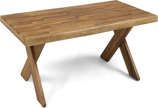 Christopher Knight Home Estelle Indoor Farmhouse Acacia Wood Coffee Table, Sandblast Teak Finish
