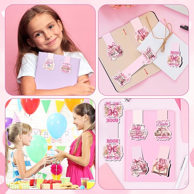 Pink Bow Magnetic Bookmark - 8Pcs Coquete Book Mark Magnets Bow Bookmarks Magnetic Floral Butterfly Magnets Bookmark Page Clip Gift for Book Lovers Students Teacher Reading Bookish