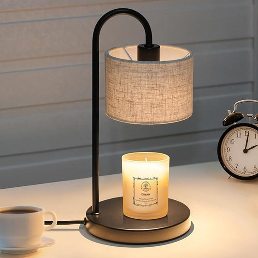 Candle Warmer Lamp with Timer, Dimmable Candle Wax Warmer Candle Lamp with 2 Bulbs, House Warming Gifts Brithday Gifts for Women Bedroom Home Decor - Linen