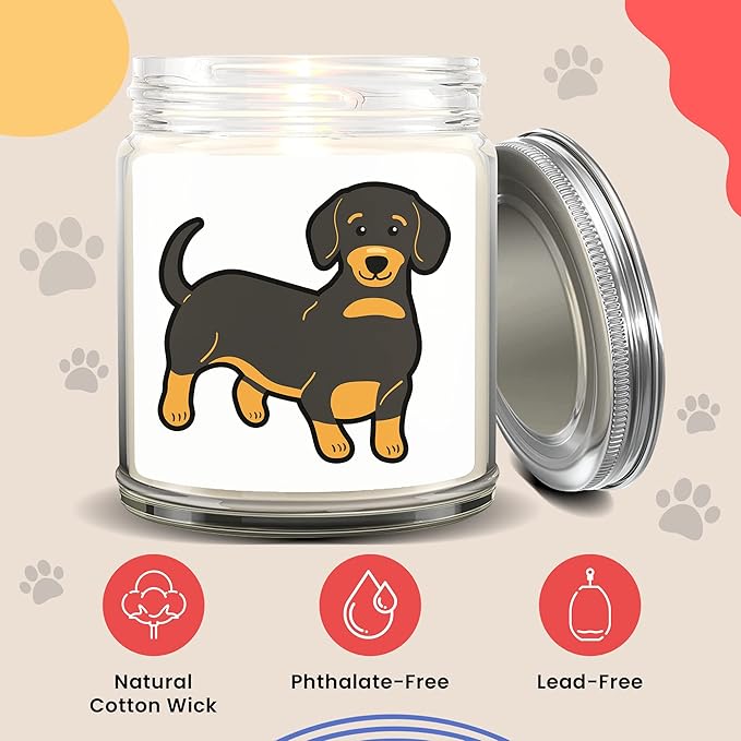 1OAK Lavender Scented Candles - Dog Mom Gifts for Women - Dog Candle - Made in USA (Dachshund)