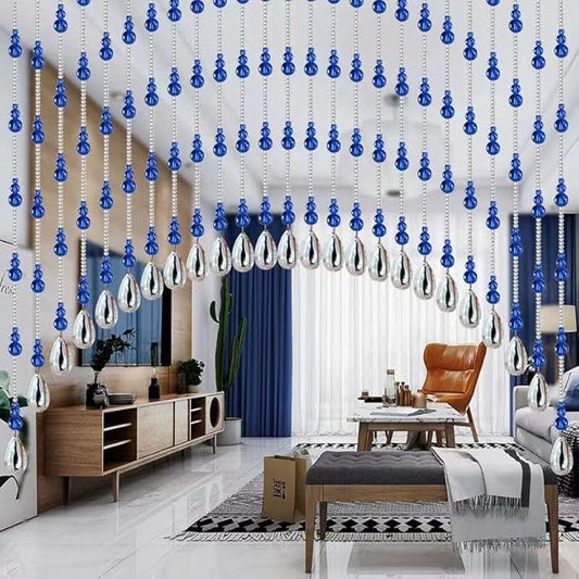 Hanging Glass Door Beads Curtains Valance Self-Adhesive for Doorways Crystals Stran Arched Windows, Clear Crystal Room Partition Curtain Door Frame Beads for Doorways Closets 10
