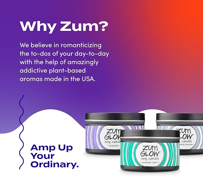 Indigo Wild Zum Glow Lavender Blends Candle - Soy Wax Candle with Lead-Free Wick - Relaxing Candles Scented with Essential Oils - Long-Lasting Scented Candles - 30-Hour Burn Time - 7 oz (3 Pack)