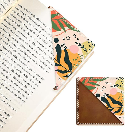 Personalized Leather Bookmarks, Fun & Cute Book Accessories for Reading Lovers, Unbreakable Page Markers for Women Men Girls Boys Student Teacher Kids Retirement Birthday Gifts (Boho Leaves)