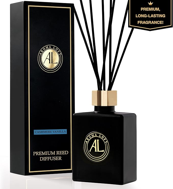 Reed Diffuser-Cashmere Vanilla Reed Diffusers for Home-5 oz.Oil Diffuser Sticks - Bathroom Diffuser Set-Scent Diffusers for Home- Oil Diffuser Reeds,-Scent Sticks in Oil-Office Smell Good Stuff