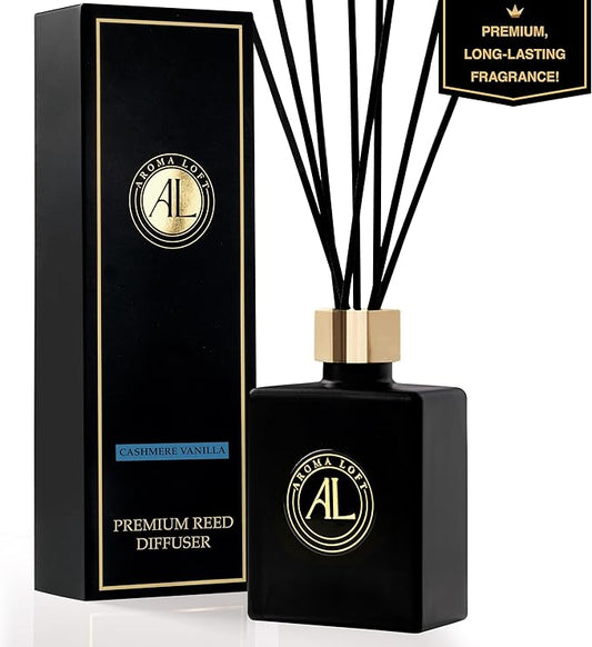 Reed Diffuser-Cashmere Vanilla Reed Diffusers for Home-5 oz.Oil Diffuser Sticks - Bathroom Diffuser Set-Scent Diffusers for Home- Oil Diffuser Reeds,-Scent Sticks in Oil-Office Smell Good Stuff