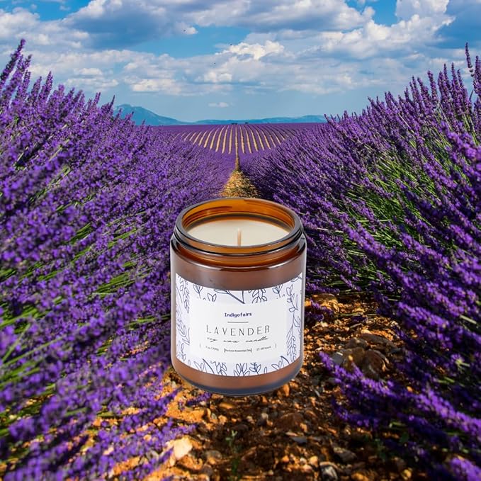 Lavender Scented Candle - 7oz Soy Wax Aromatherapy Candle for Stress Relief & Relaxation – 40 Hours Long Lasting, Natural Essential Oils, Gift for Women & Home Decor