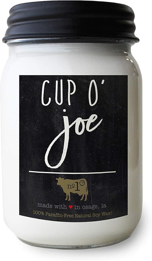 Milkhouse Candle Company - Cup O' Joe - 13oz Beeswax and Soy Candles - Farmhouse Collection - 100% Natural, Paraffin Free, with Premium Fragrance Oil, Glass Jars with Lids