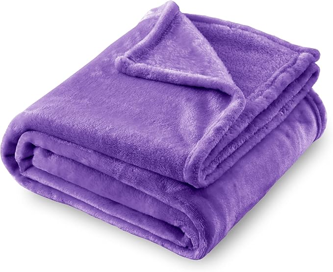SOCHOW Flannel Fleece Blanket Throw Size, All Season Lightweight Super Soft Cozy Blanket for Bed or Couch, Purple, 50x60 inches