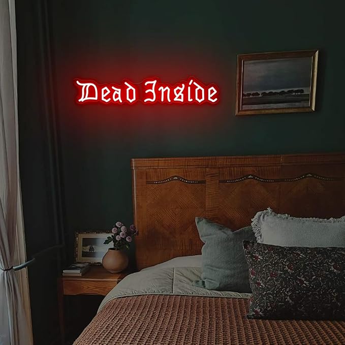Dead Inside Neon Sign for Wall Decor,Gothic Horror Home Decor,Halloween Party Wall Decor,Gothic Lover Gifts,USB Powered With Switch-25''