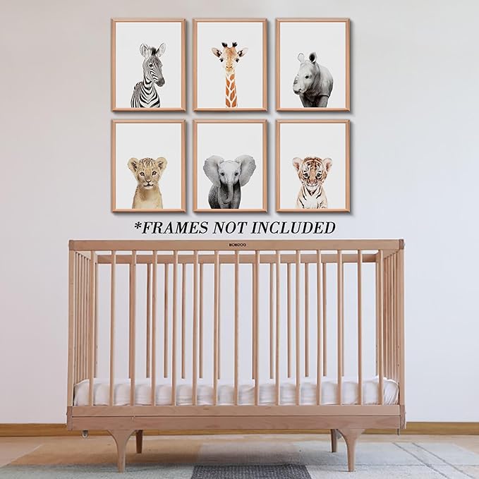 Nursery Baby Room Wall Art Decor, Jungle Nursery Baby Animals Nursery Decorations, Cute Nursery Safari Decor Baby Bedroom Decorate(8"x10", UNFRAMED)(Jungle)