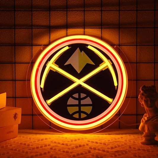 11.8*11.8 Inches Neon Signs for Wall Decor, 9 Levels Dimmable Basketball Led Signs Neon Light Sign for Man Cave, USB Powered Basketball Club Team Night Light for Party Bedroom Home Bar Gamer Room Decor (C)