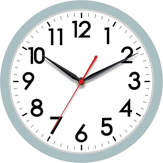AKCISOT Wall Clock, Modern Small Wall Clocks Battery Operated 12 Inch, Silent Non-Ticking Analog Classic for Office, Home, Bathroom, Kitchen, Bedroom, School(Blue Gray)