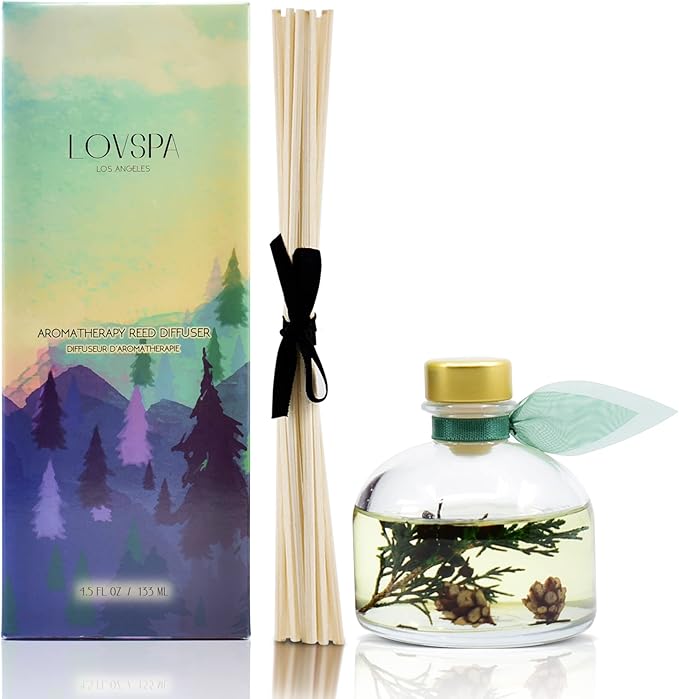 LOVSPA Winter Forest Pine Reed Diffuser Set | Juniper Berries, Sandalwood & Cedar Notes | Made with Real Botanicals | Proudly Made in The USA
