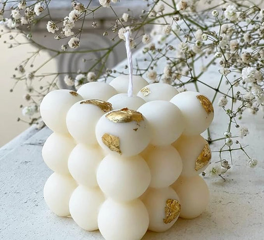 Aroma Candle Bubble Shaped,Aesthetic Scented Candle,150G Handmade Soy Wax Decorative Candle for Table Photo Prop Birthday Gift,Prefect for Meditation Stress Relief Mood Boosting-White