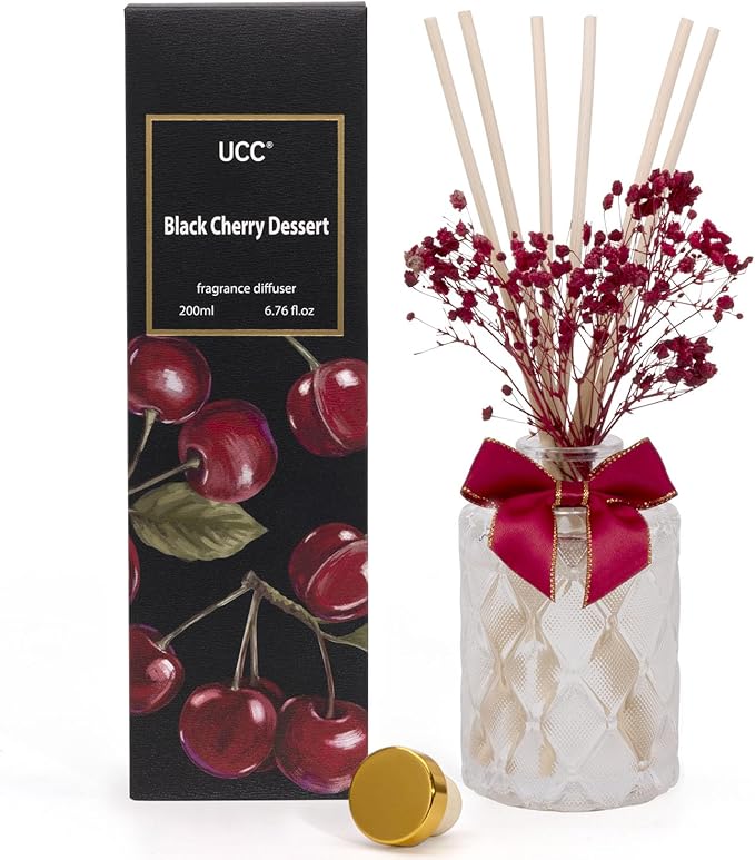 UCC Premium Reed Diffuser Set with Preserved Flower Reed Sticks, 6.76 fl oz Highly Scented Room Diffuser Home Fragrance Essential Oil Reed Diffuser for Bedroom Bathroom Home Décor Office