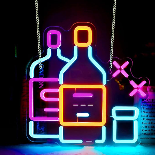 Beer-Themed Neon Wall Sign, USB Powered Dimmable LED Neon Beer Bar Sign for Man Cave, Bar, Pub, Restaurant, Home, Party Art Decor, Gift