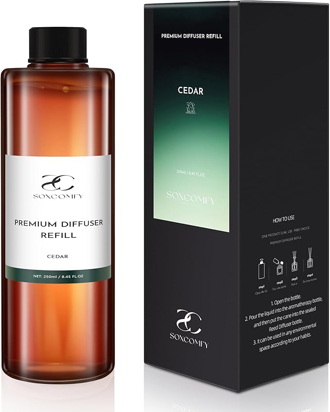 Diffuser Oil Luxury Essential Oils for Diffuser Refill & Air Freshener,Long-Lasting Natural Home Fragrance and Hotel Scent for Diffusers - 8.45 Fl.oz(250ml), Cedar